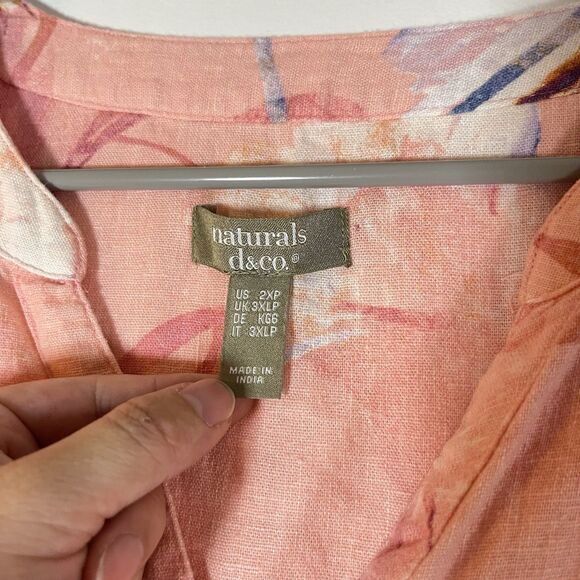 Womens Dress-NATURALS by D & CO Pink linen Blend W/Pockets midi Sz 2XP - Picture 3 of 10